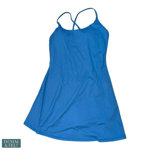 Halara Crossover Backless Mini Dress Blue with Built-In Shorts Size Small NEW - Picture 4 of 8